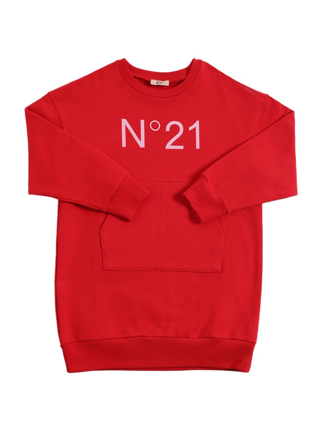 N°21 Kids' Logo Print Cotton Sweat Dress In Red