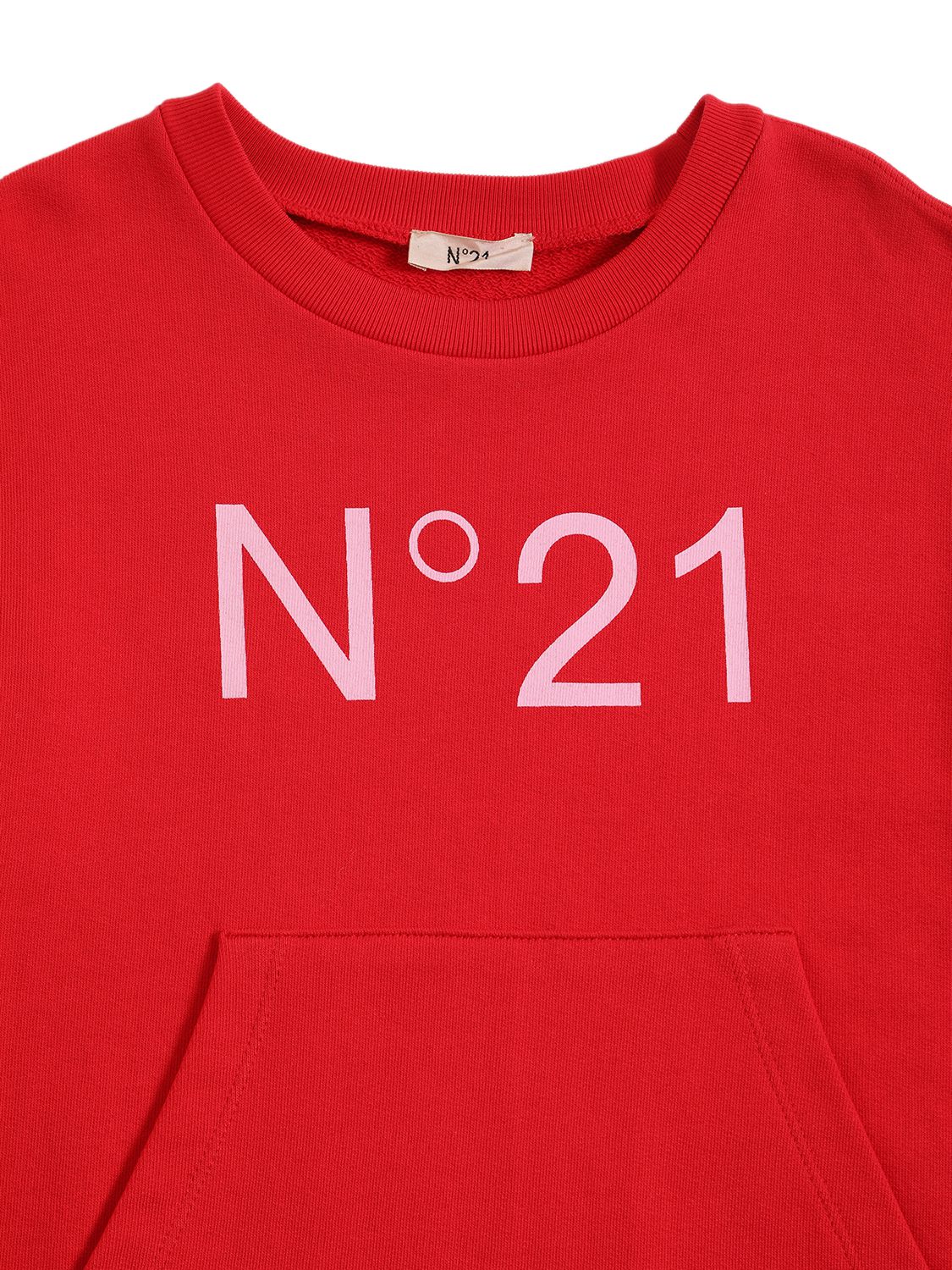 Shop N°21 Logo Print Cotton Sweat Dress In Red