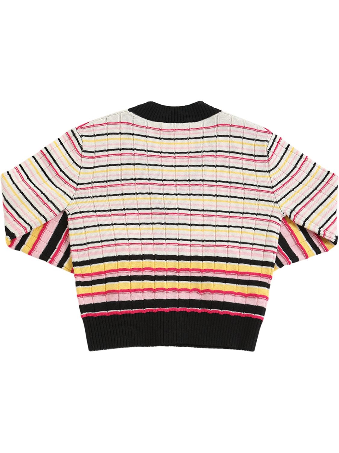 Shop N°21 Striped Wool Blend Knit Cardigan W/logo In Multicolor
