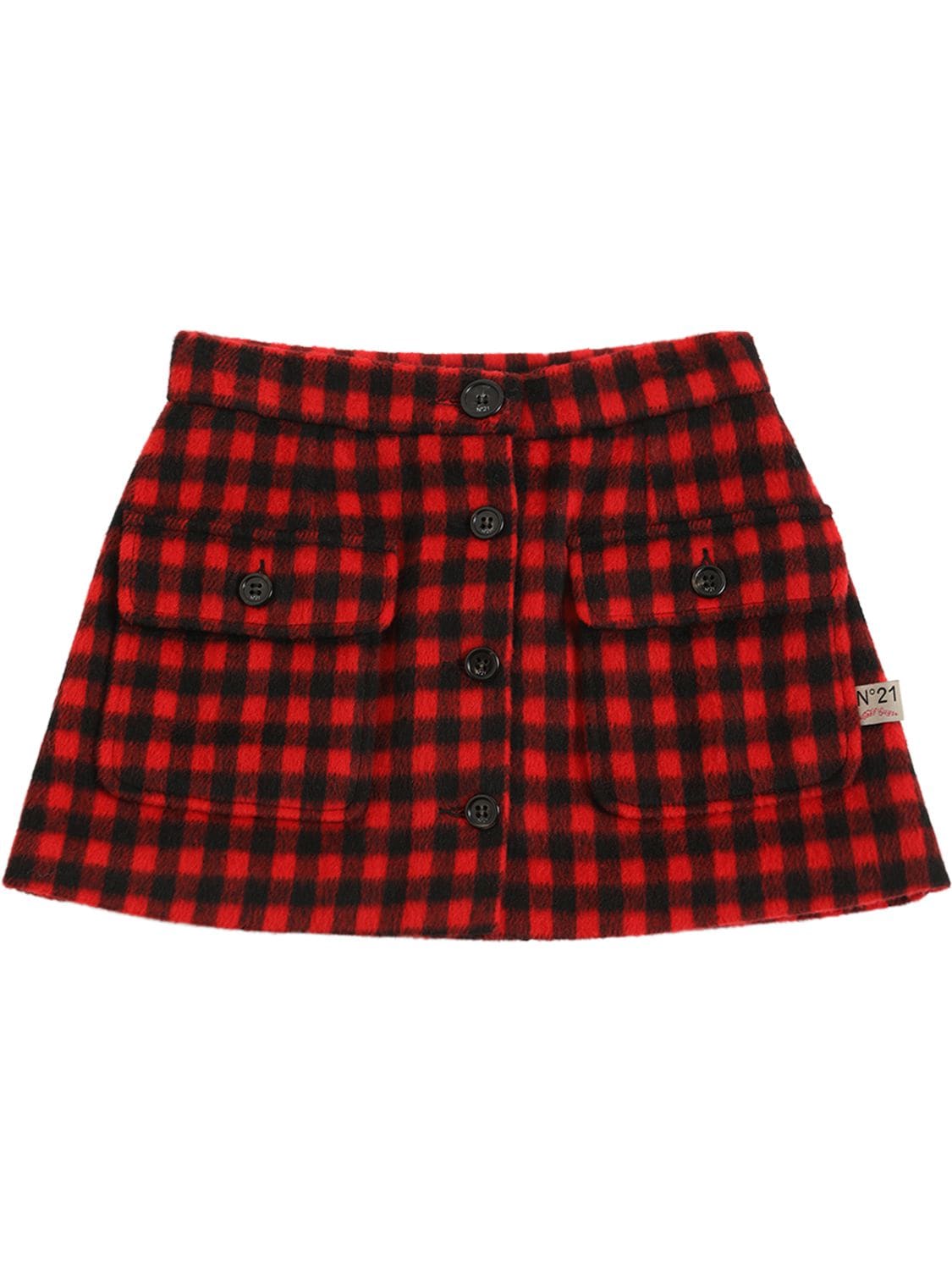 Image of Check Print Wool Blend Mini Skirt