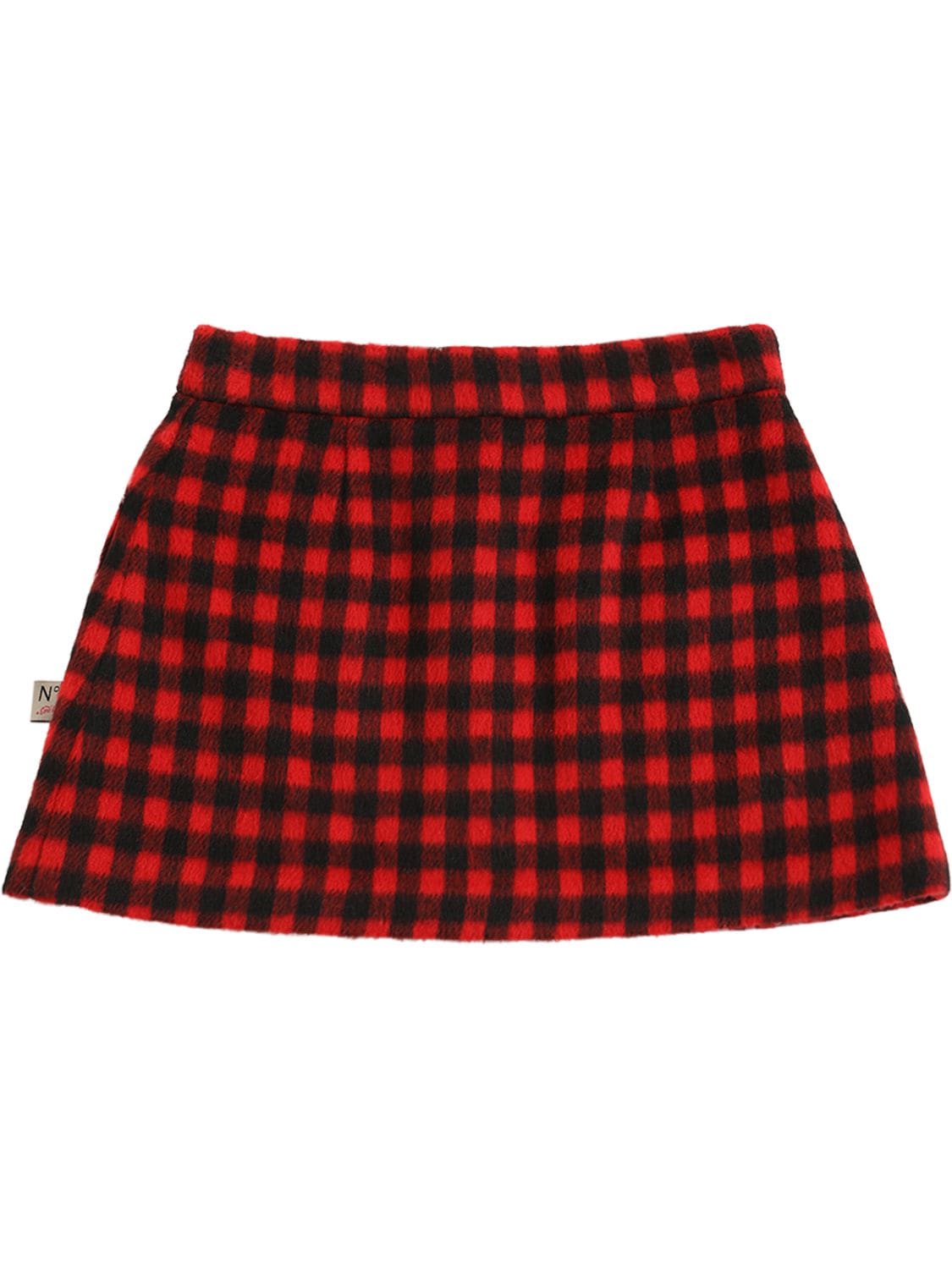Shop N°21 Check Print Wool Blend Mini Skirt In Black,red