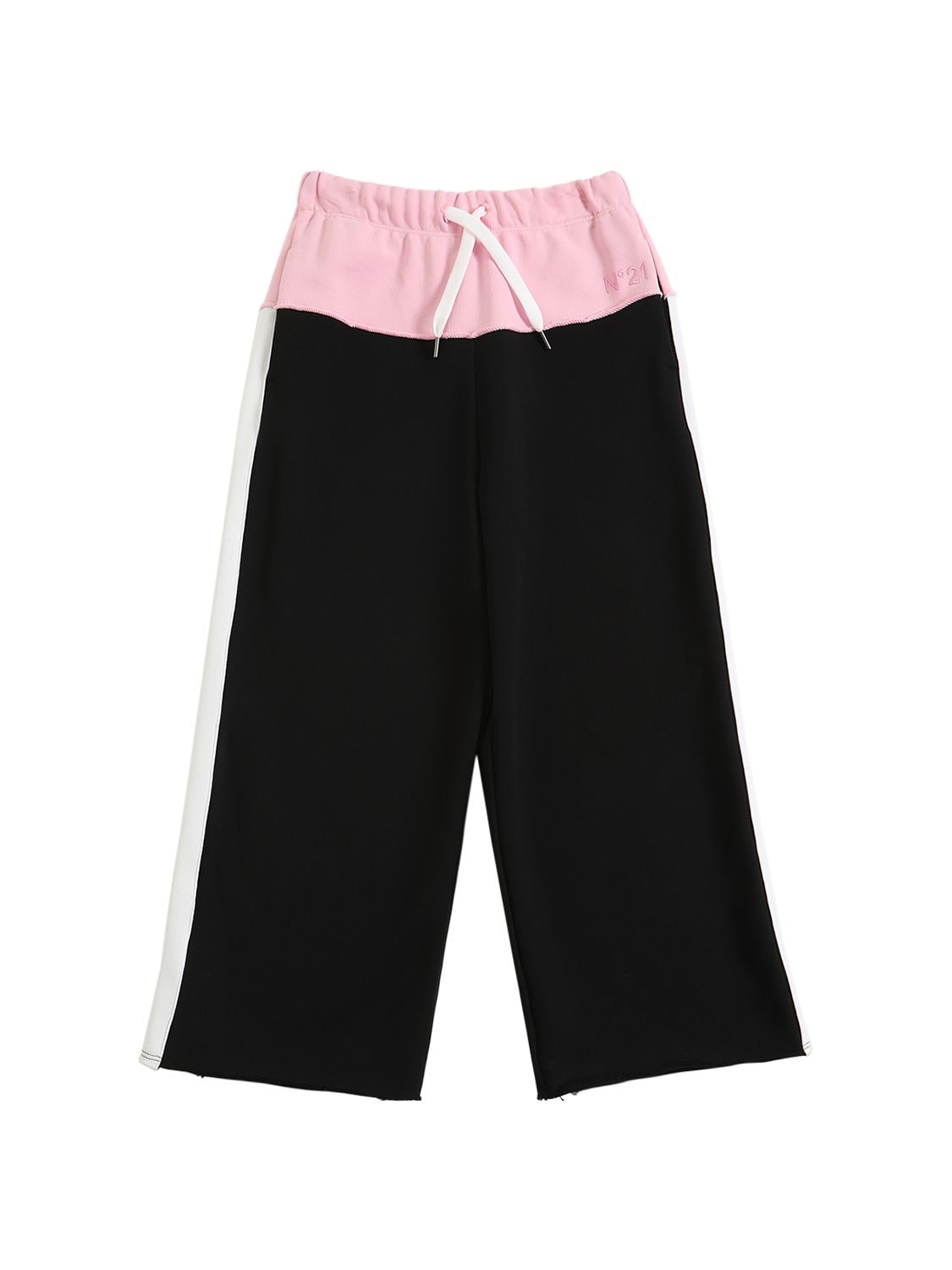 N°21 Kids' Embroidered Logo Cotton Sweatpants In Black,pink
