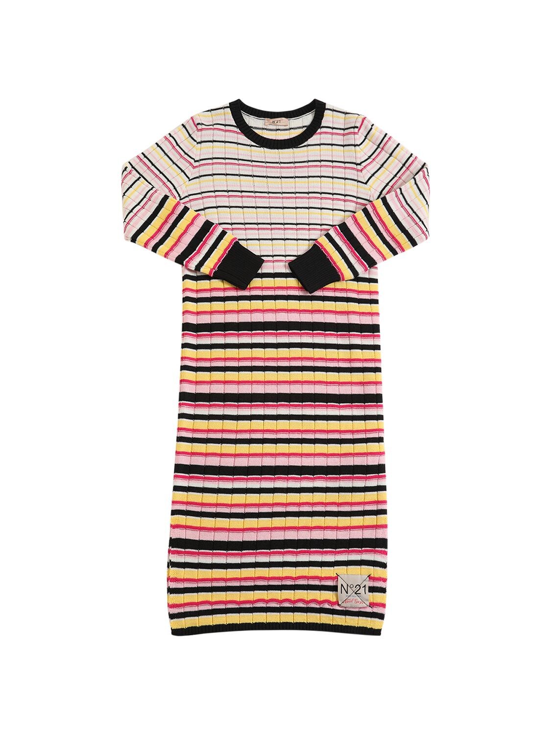 Image of Stripes Blend Wool Knit Dress