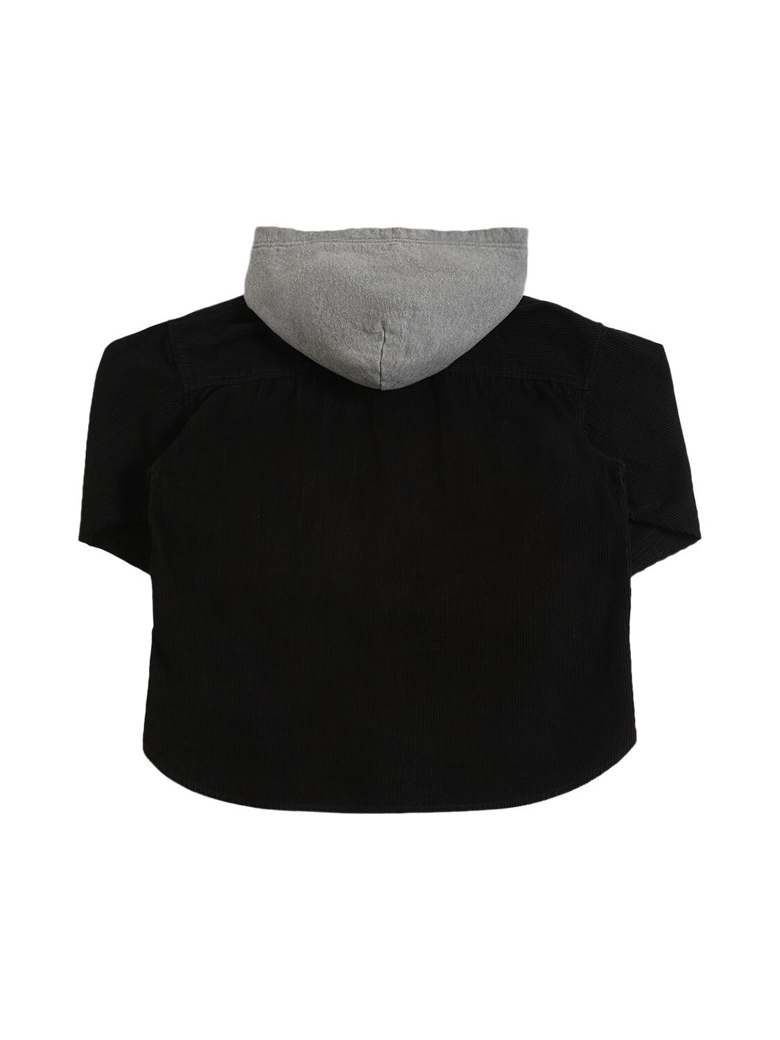 Shop N°21 Cotton Corduroy Shirt W/ Hood In Black,grey