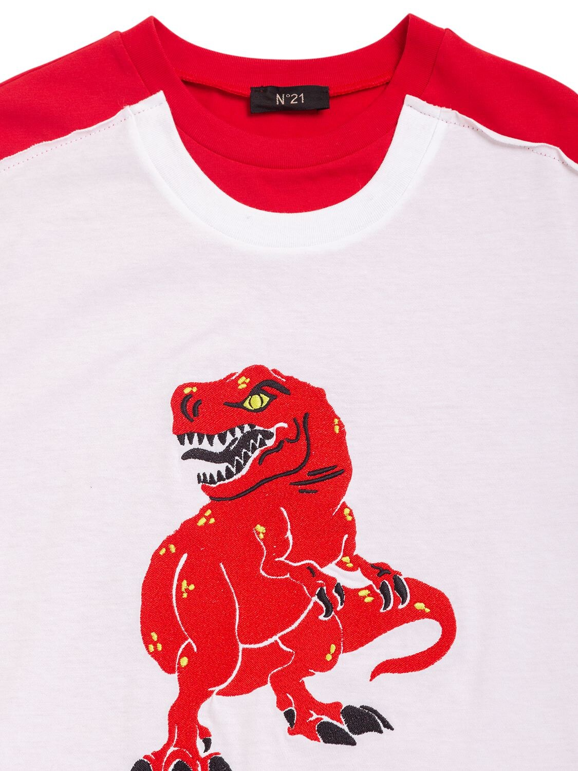 Shop N°21 Dino Printed Cotton Jersey T-shirt In White,red