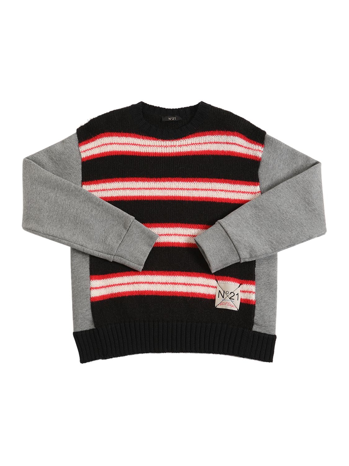N°21 Kids' Striped Acrylic Blend Sweater In Multicolor