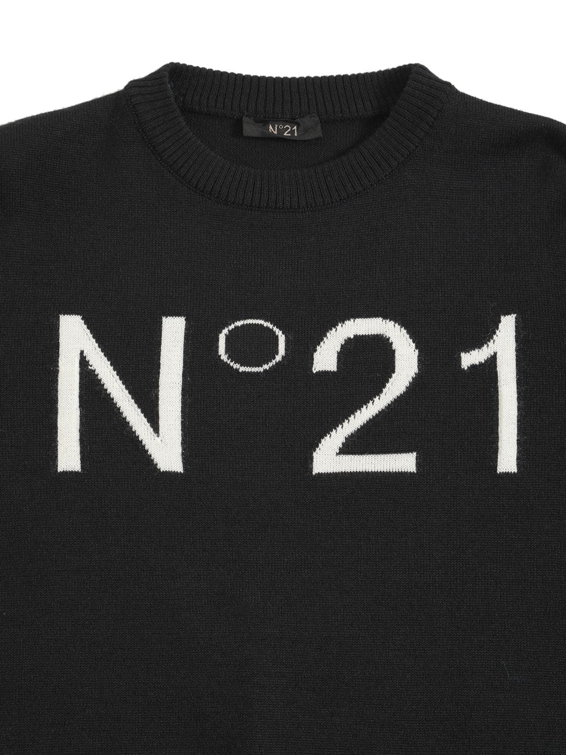 Shop N°21 Logo Intarsia Wool Blend Knit Sweater In Black,grey