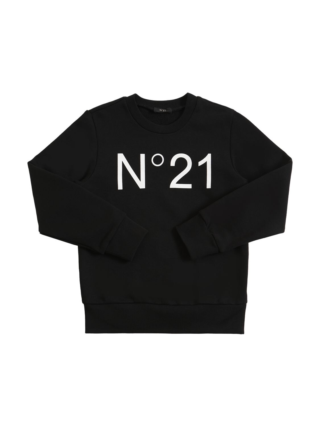 N°21 Kids' Logo Printed Cotton Sweatshirt In Black