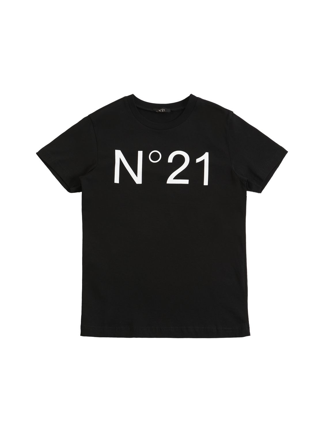 Shop N°21 Rubberized Logo Cotton Jersey T-shirt In Black