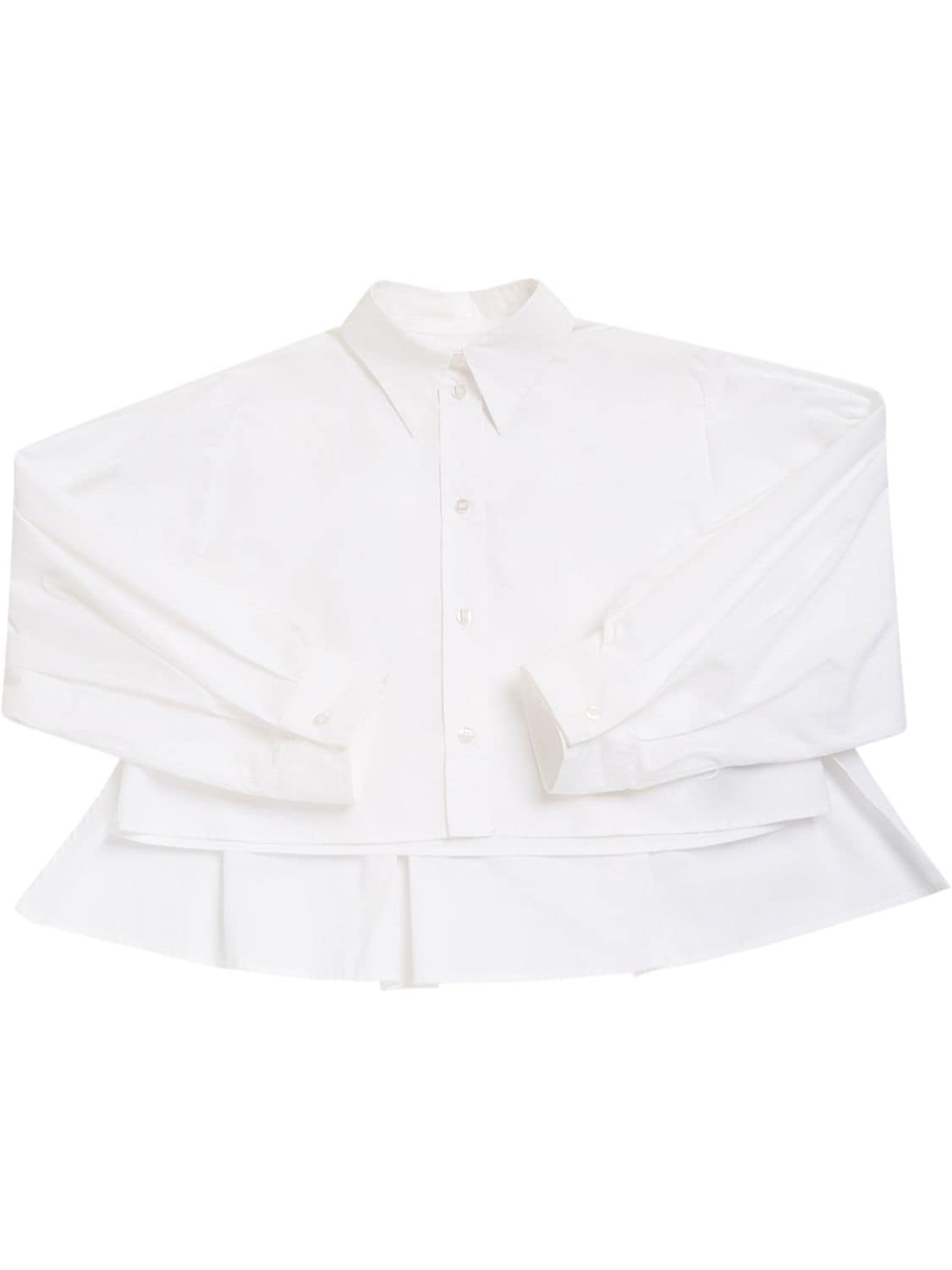 Mm6 Maison Margiela Kids' Cotton Poplin Cropped Shirt In White