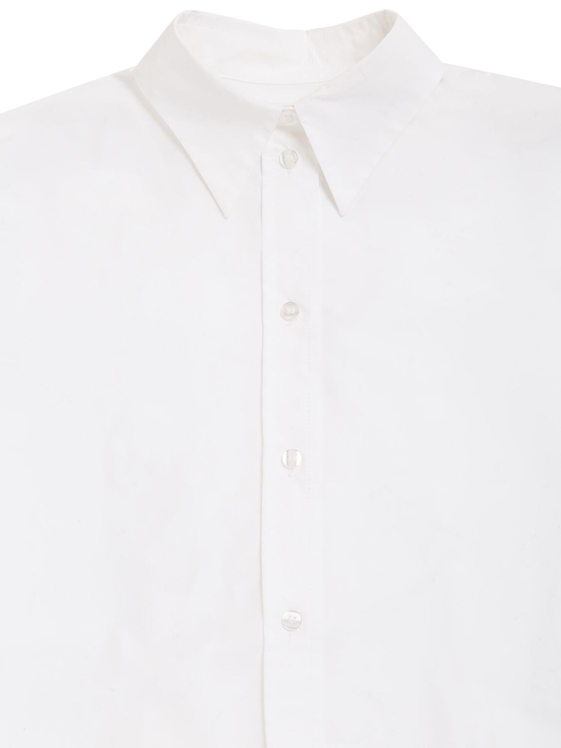 Shop Mm6 Maison Margiela Cotton Poplin Cropped Shirt In White