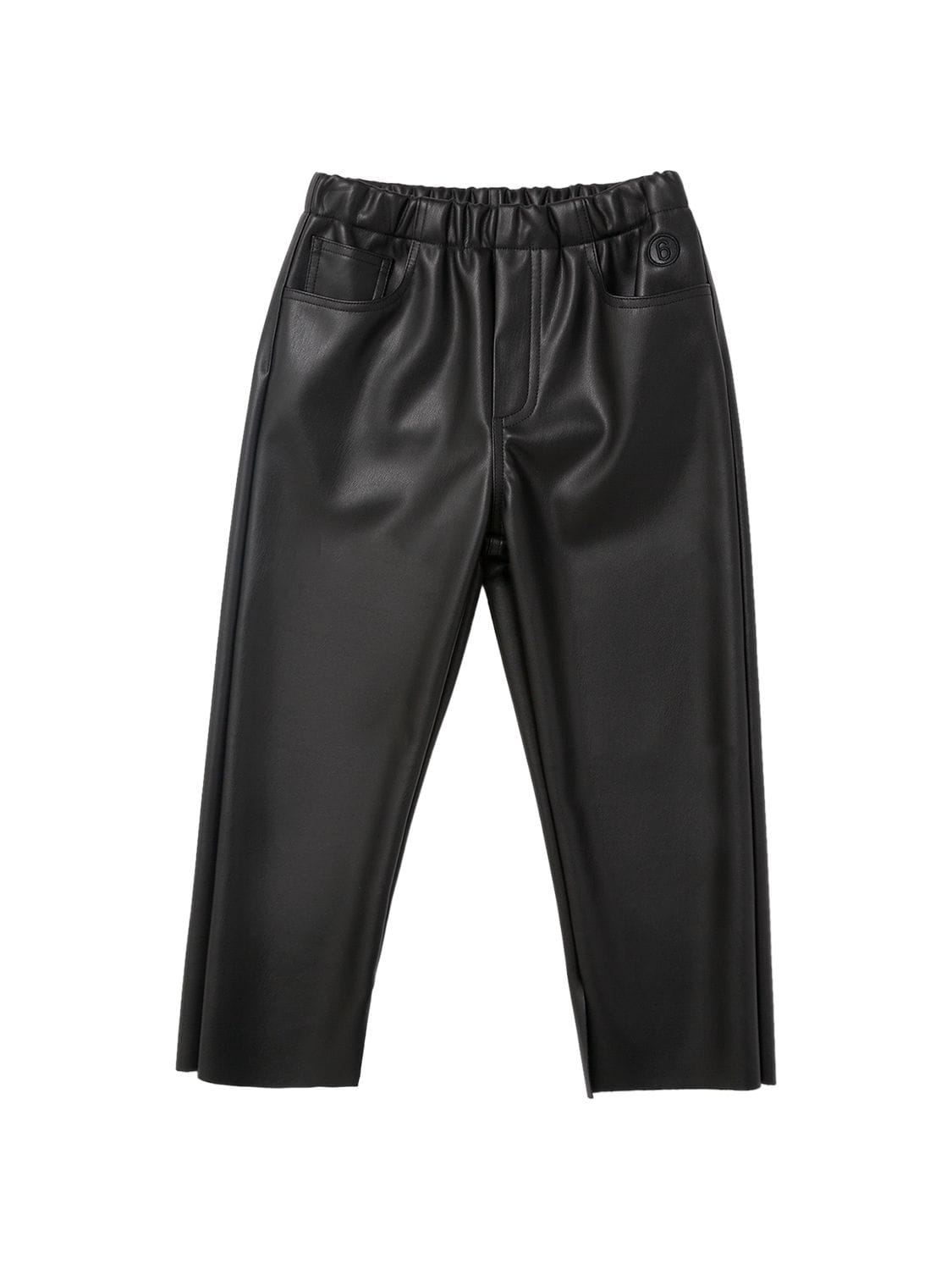 Mm6 Maison Margiela Kids' Faux Leather Pants In Black