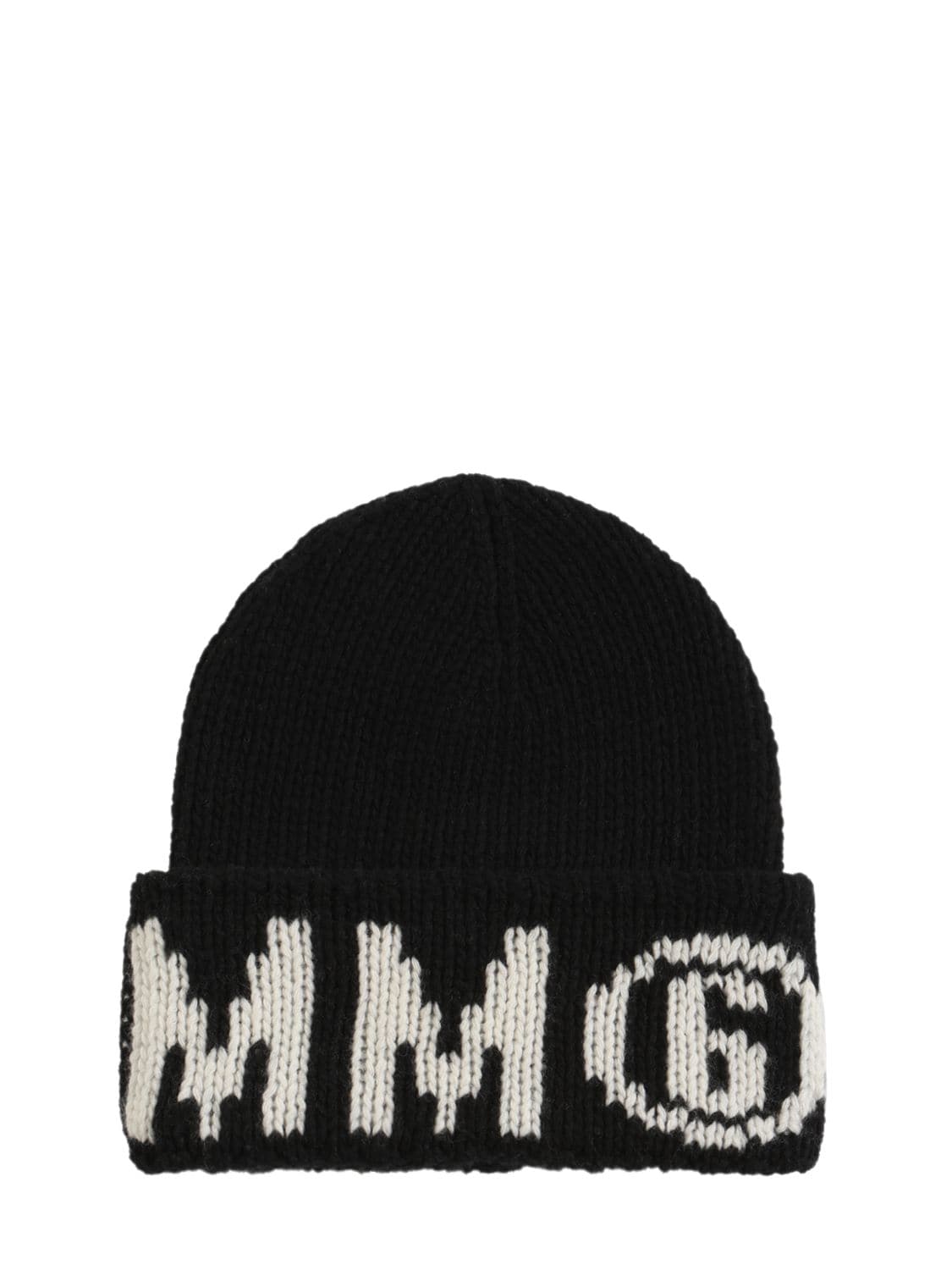 MM6 MAISON MARGIELA LOGO INTARSIA WOOL BLEND BEANIE