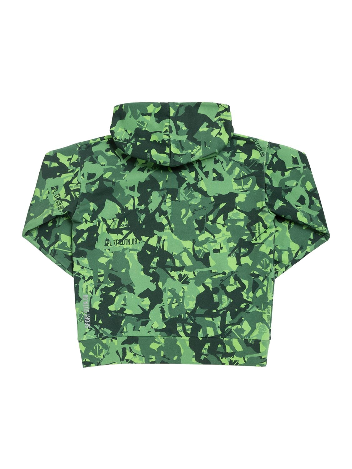 Shop Dsquared2 All Over Print Cotton Jersey Hoodie In Green