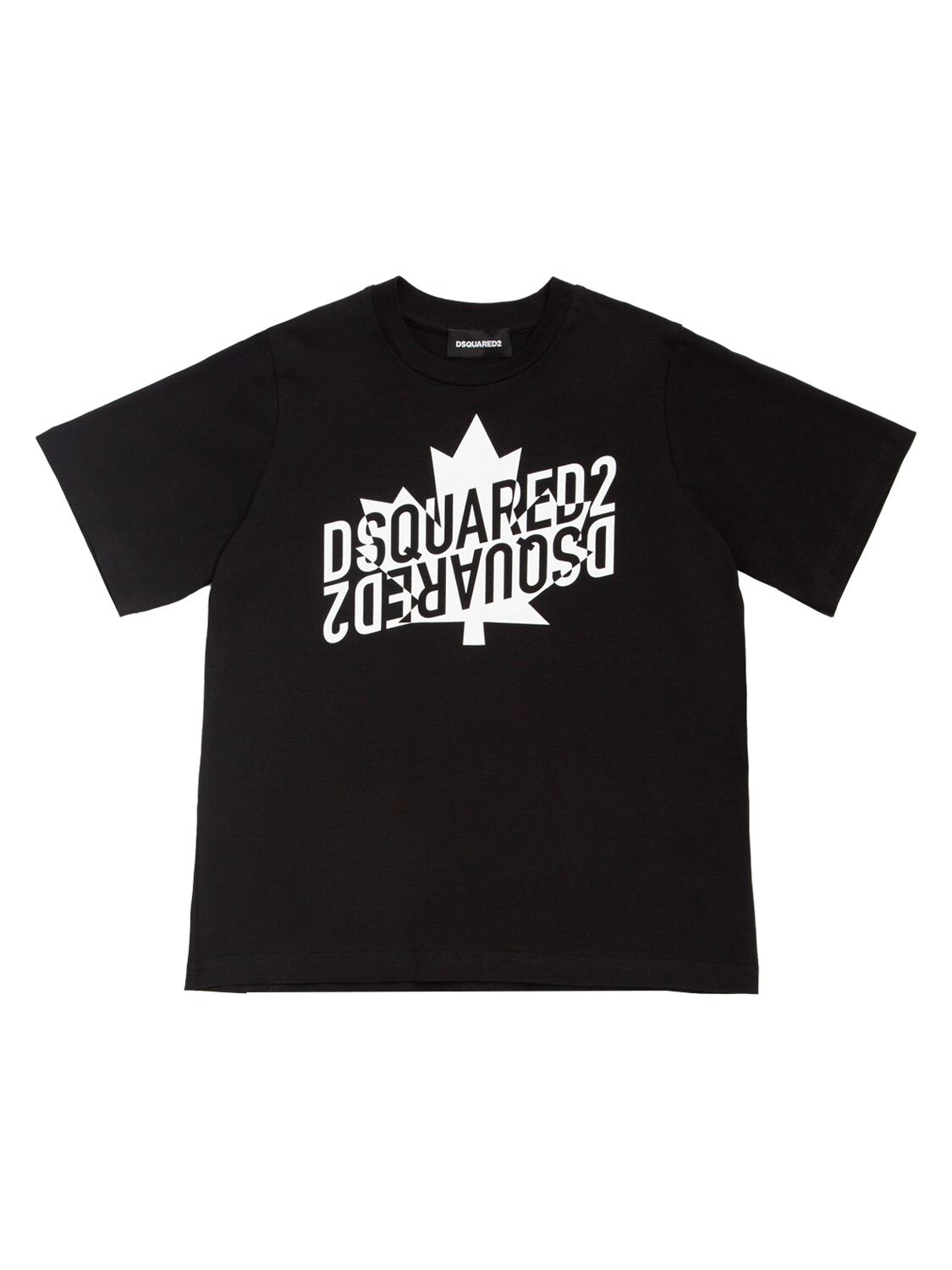 Dsquared2 Kids' Rubberized Logo Cotton Jersey T-shirt In Black