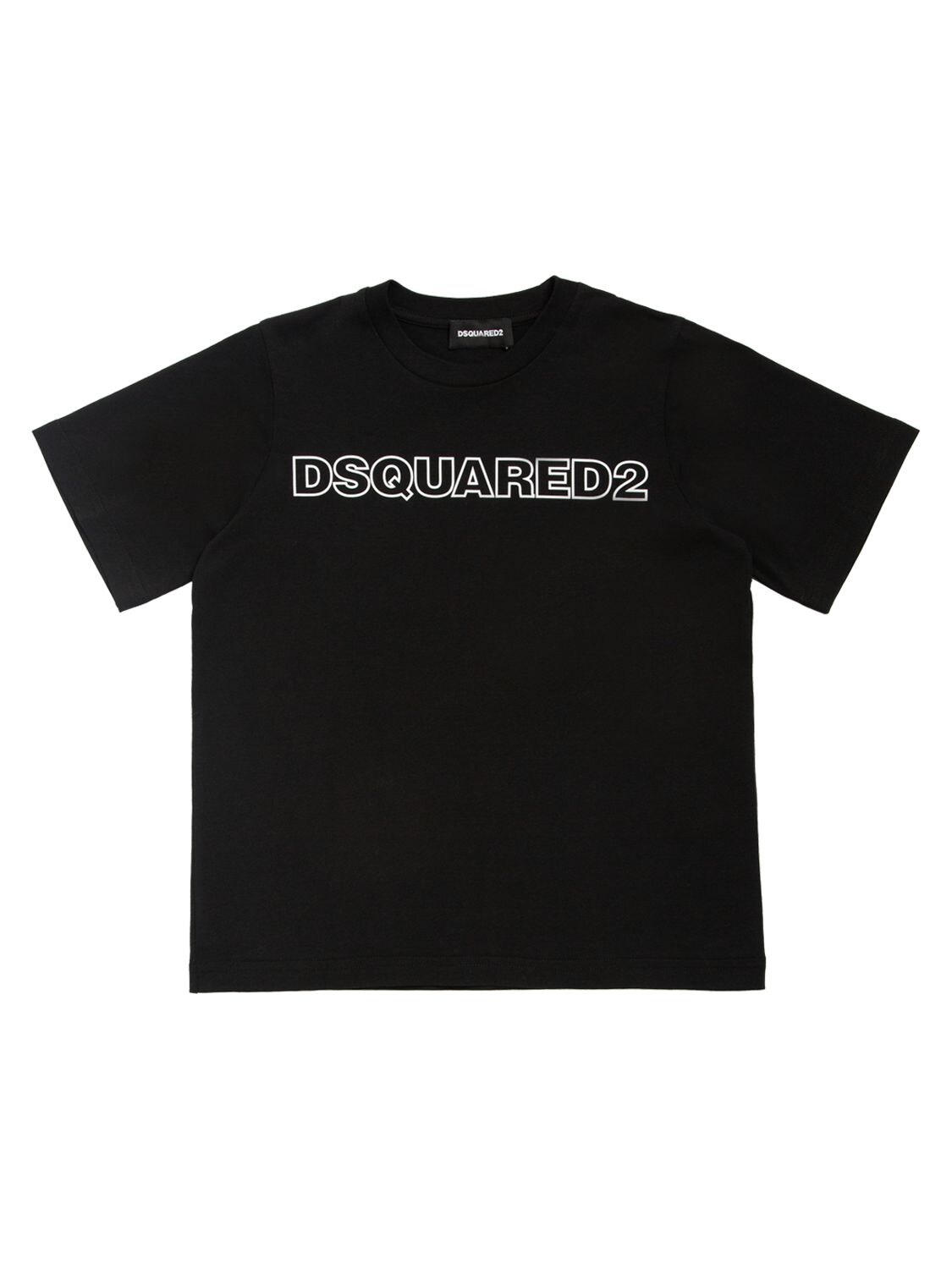Dsquared2 Kids' Rubberized Logo Cotton Jersey T-shirt In Black