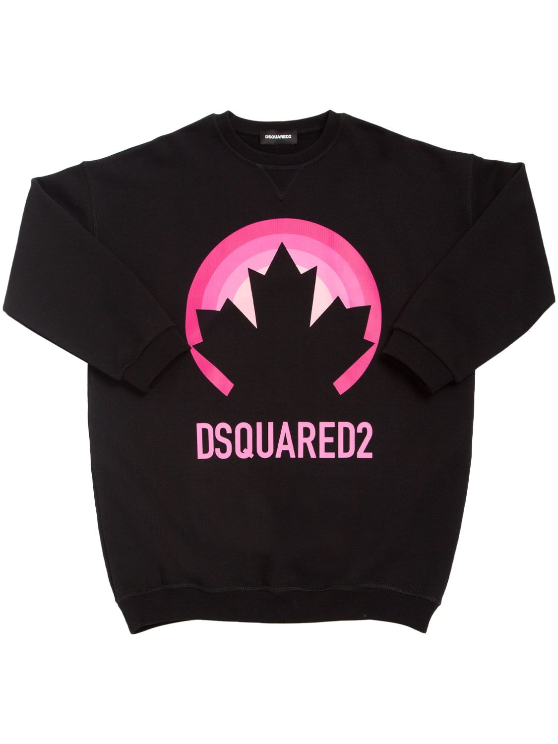 Dsquared2 Kids' Rubberized Logo Cotton Jersey Dress In Black