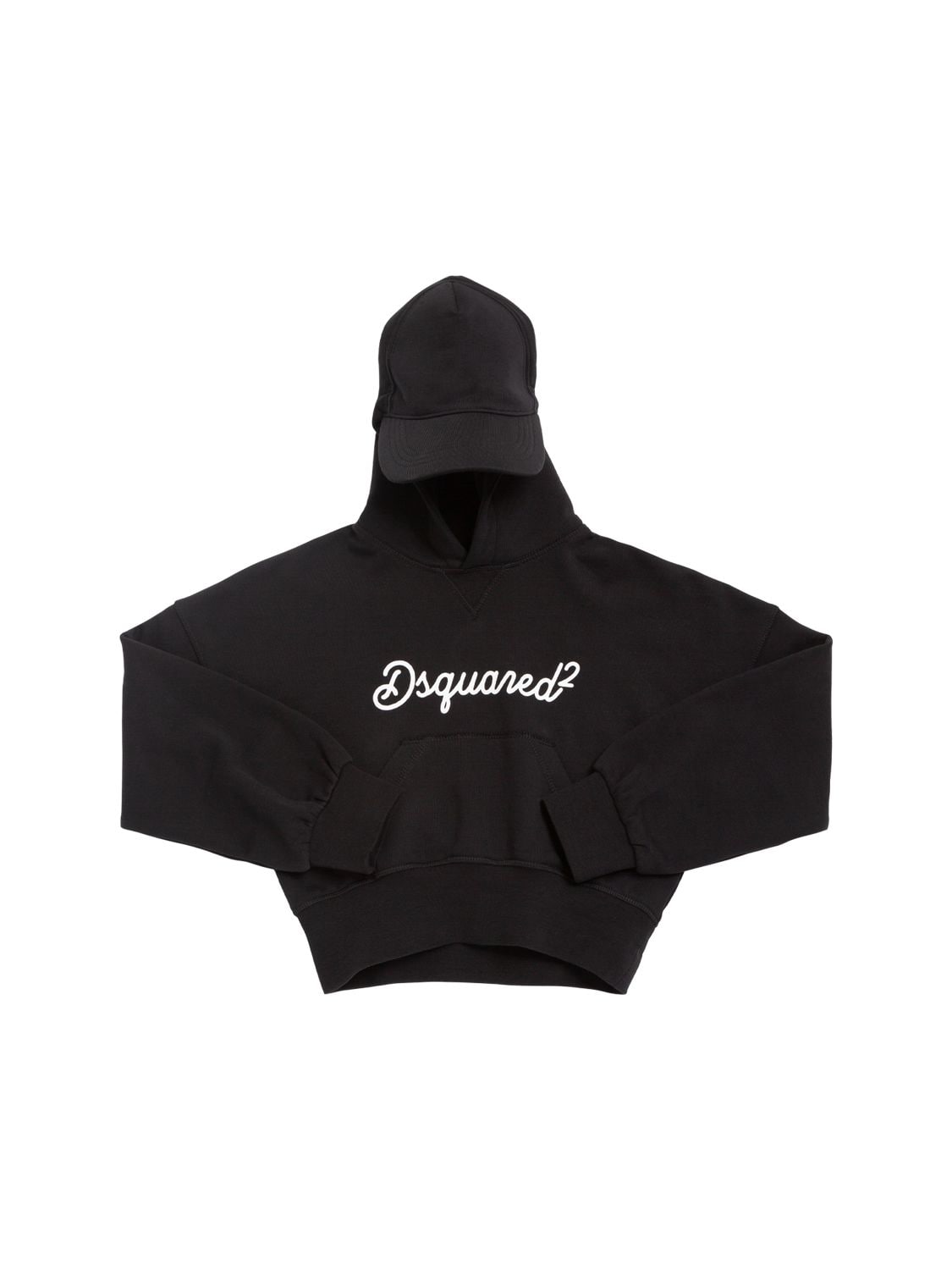 Dsquared2 Kids' Logo Cotton Jersey Hoodie Sweatshirt In Black