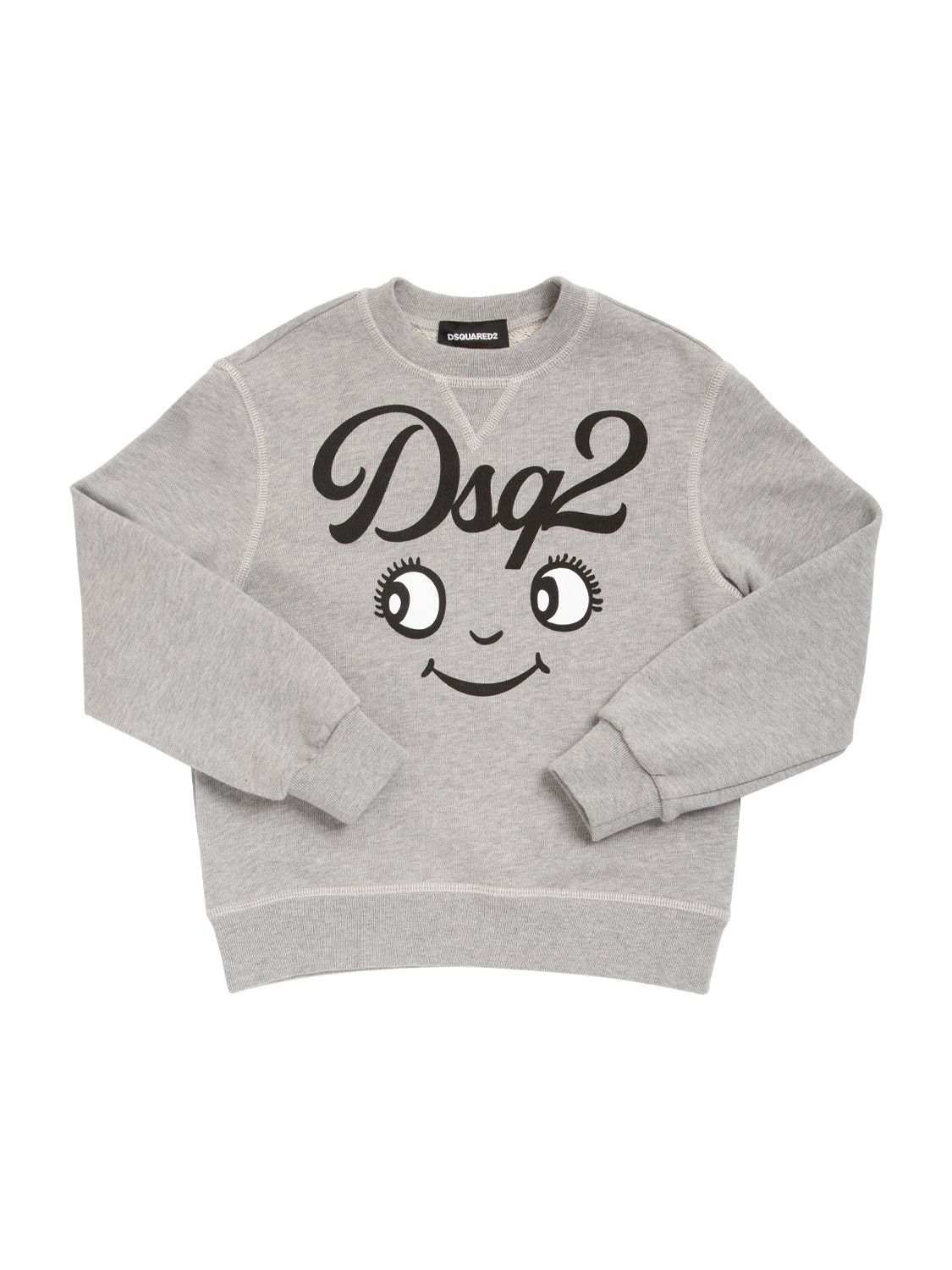 Dsquared2 Kids' Rubberized Logo Cotton Jersey Sweatshirt In Grey