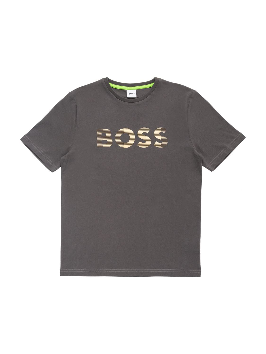 Hugo Boss Kids' Rubberized Logo Cotton Jersey T-shirt In Dark Grey