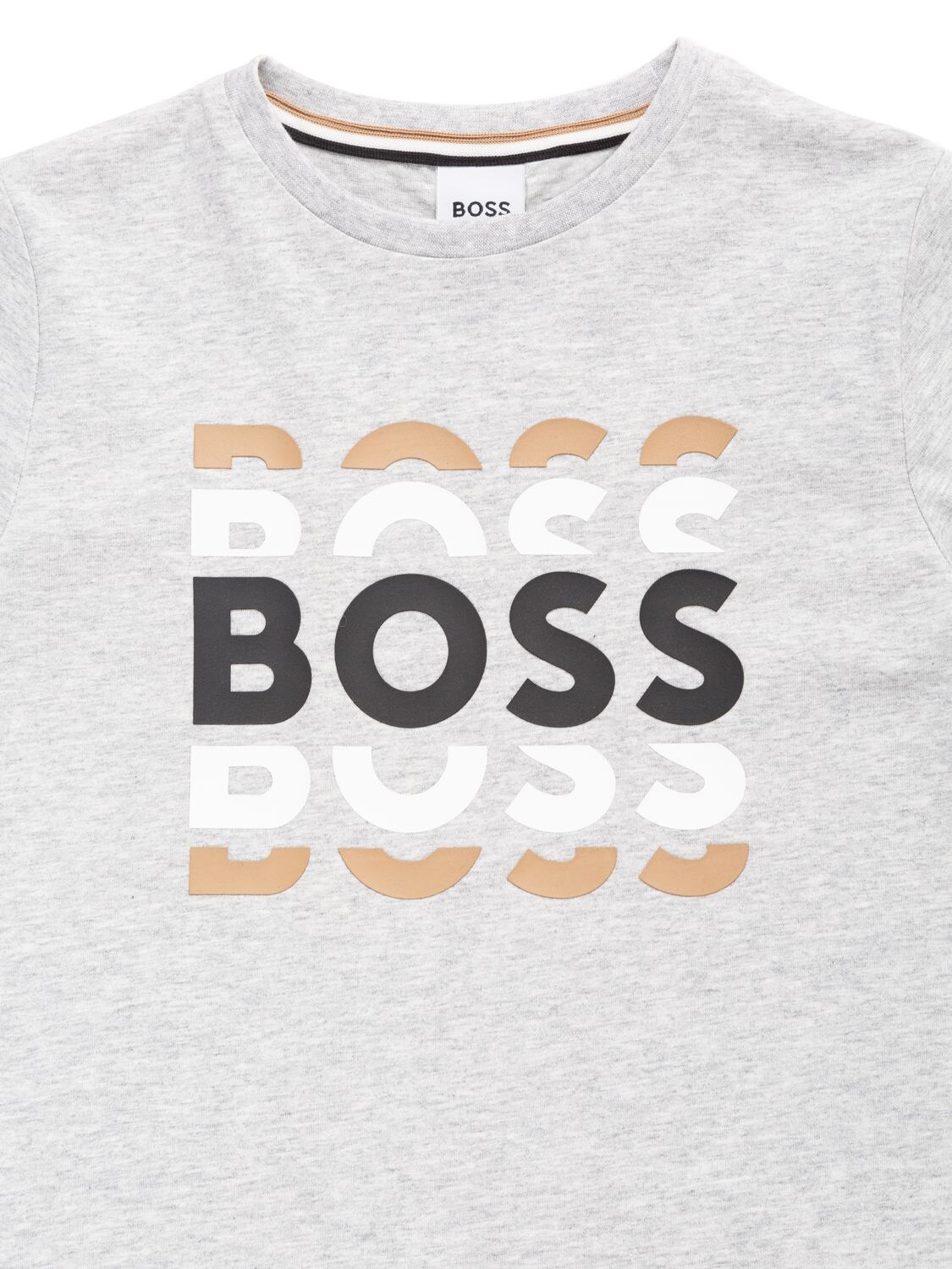 Shop Hugo Boss Rubberized Logo Cotton Jersey T-shirt In Grey