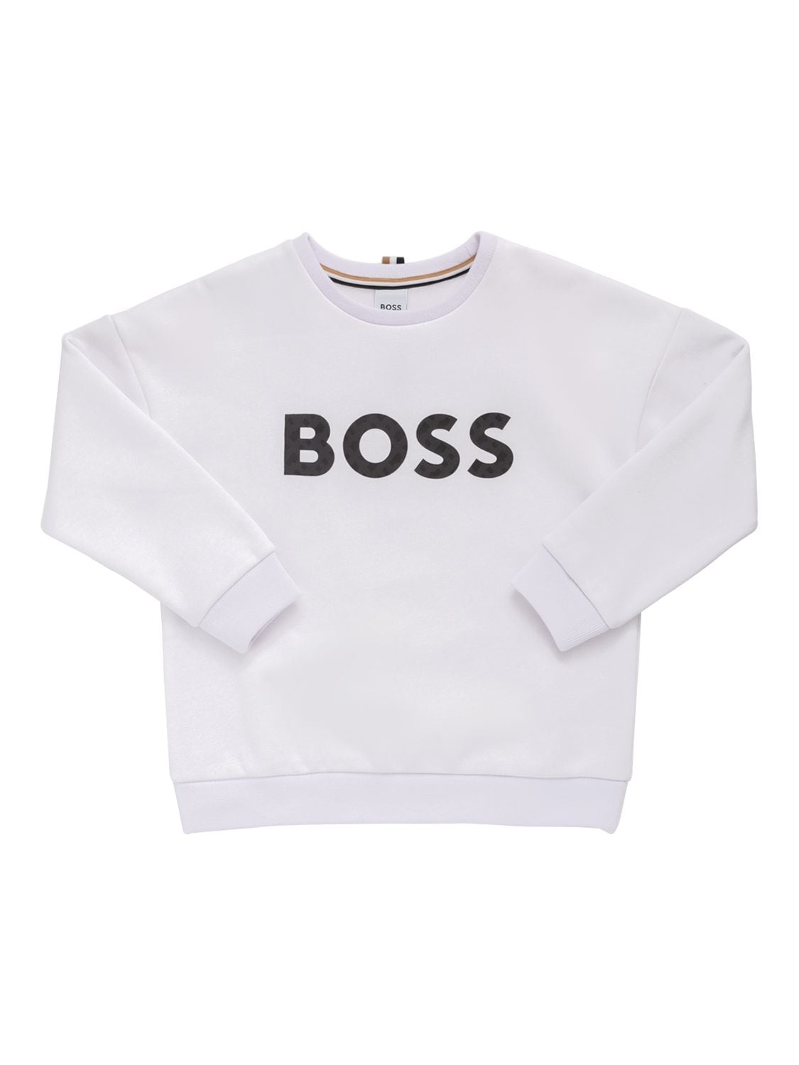 Hugo Boss Kids' Cotton Blend Sweatshirt W/ Nylon Logo In White