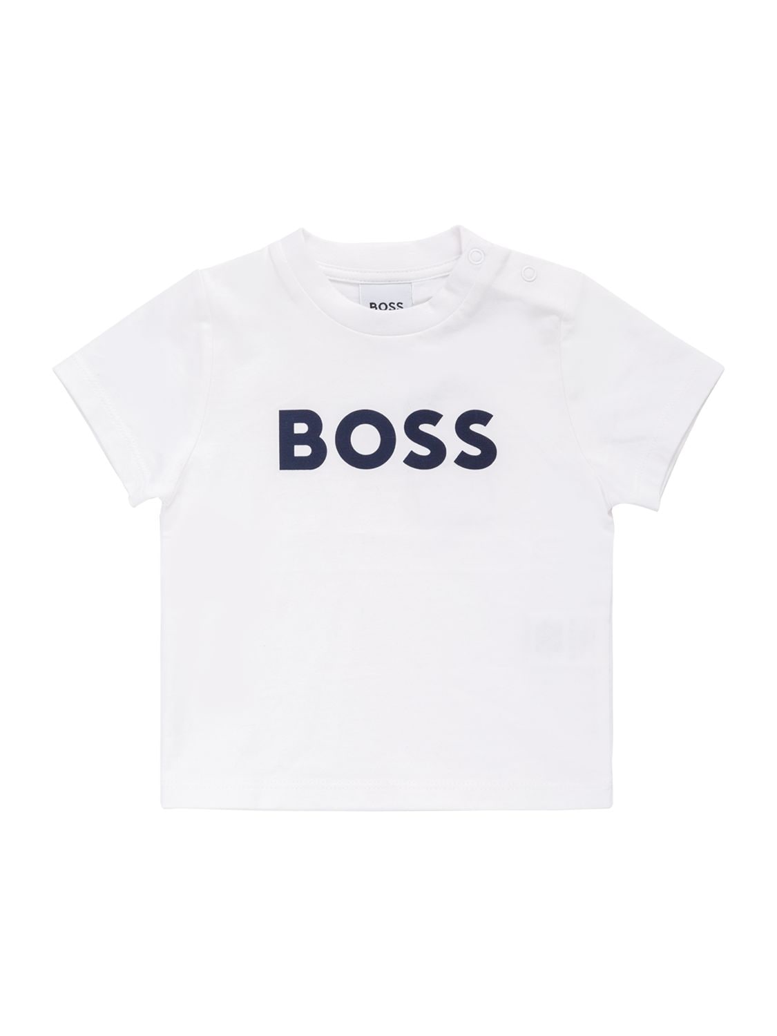 Hugo Boss Kids' 胶浆logo棉质平纹针织t恤 In White
