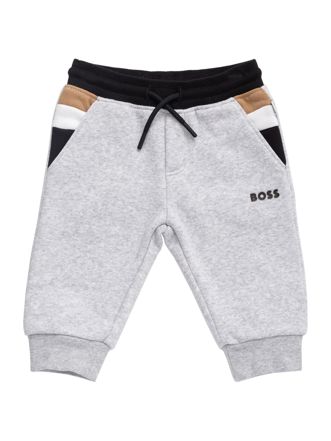 Hugo Boss Kids' Rubberized Logo Cotton Blend Sweatpants In Grey