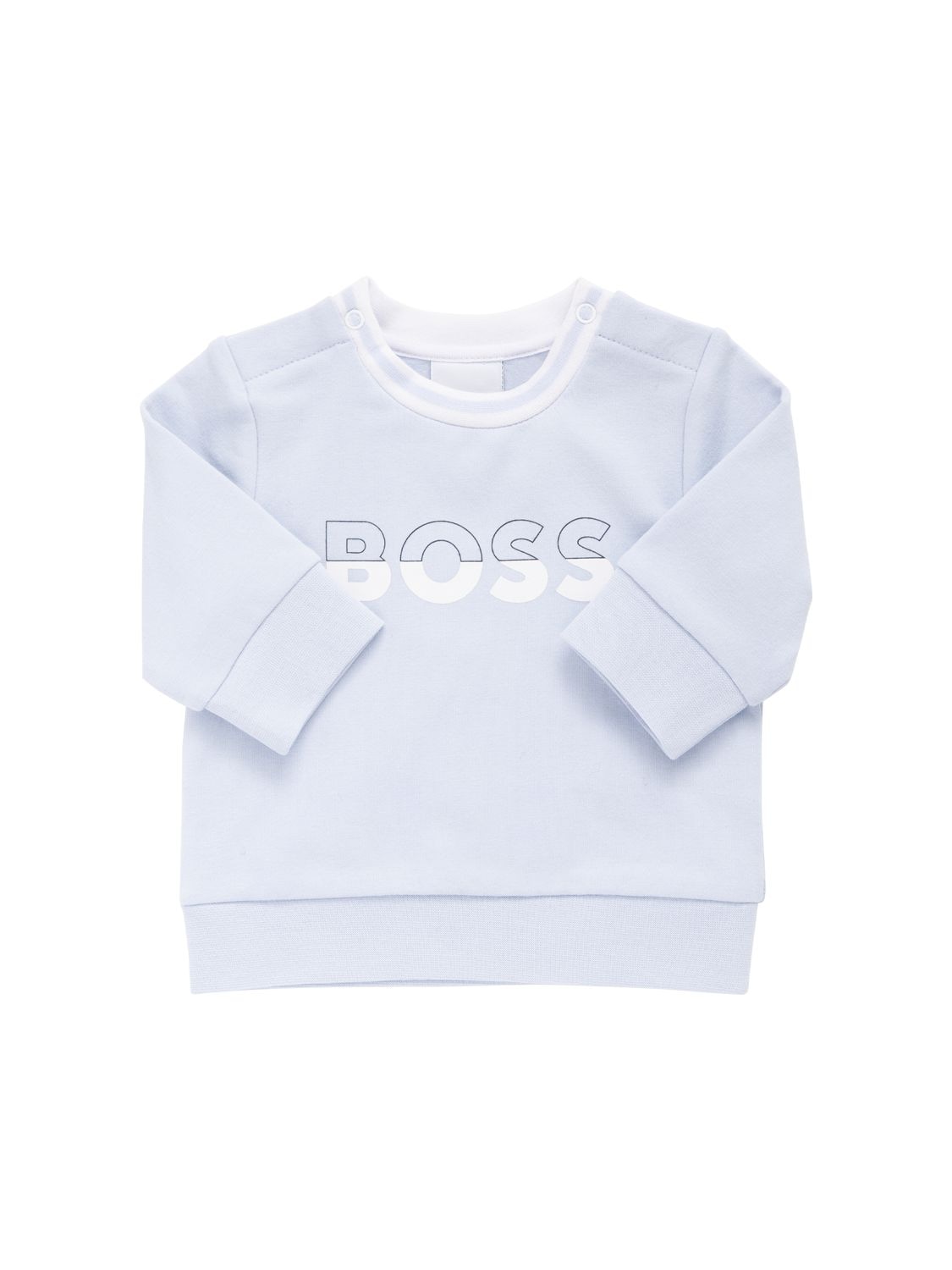 Hugo Boss Babies' Logo Print Organic Cotton Sweatshirt In Light Blue