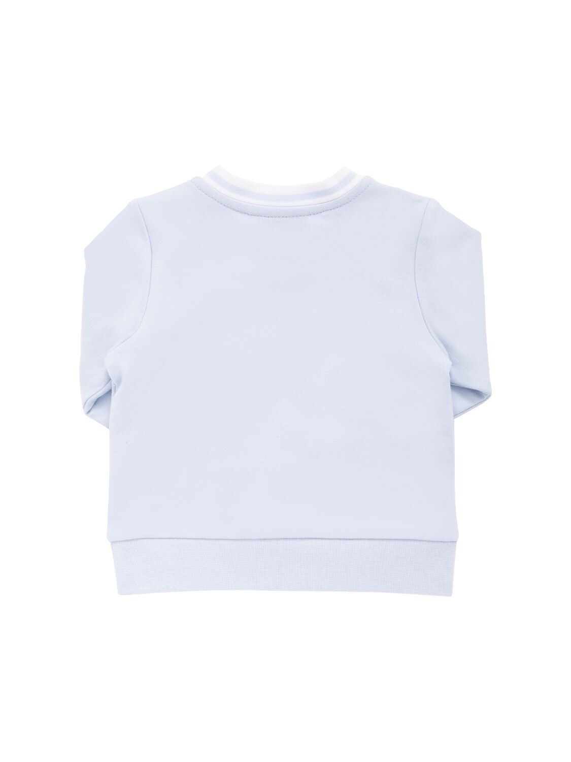 Shop Hugo Boss Logo Print Organic Cotton Sweatshirt In Light Blue