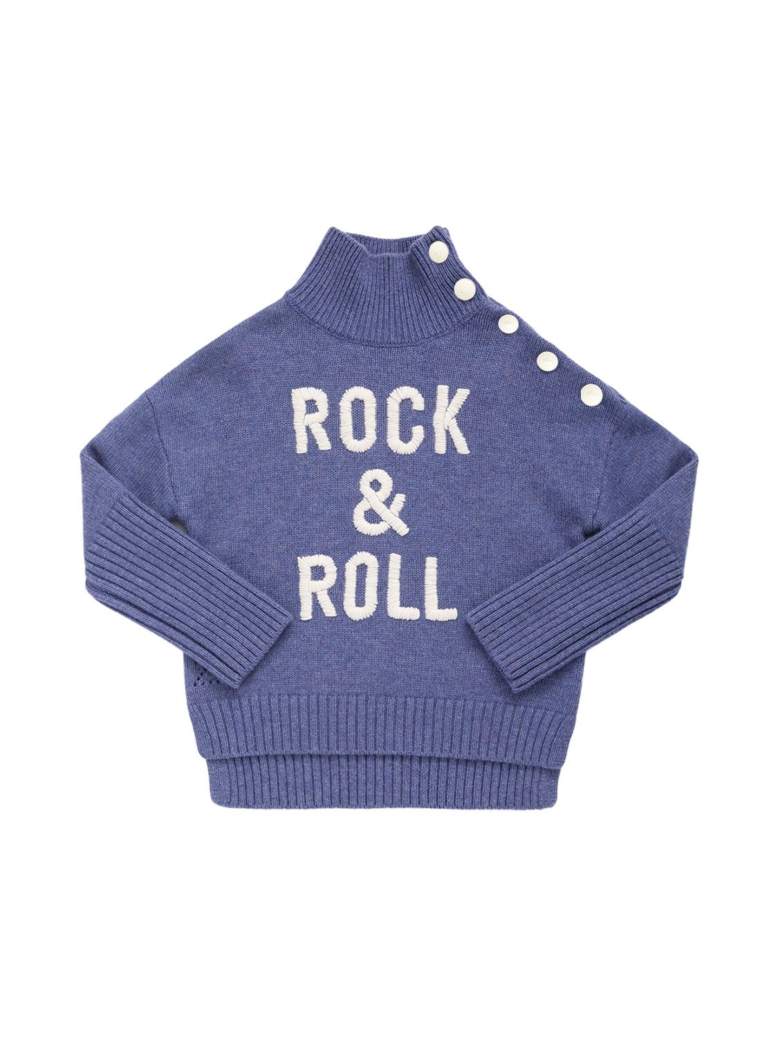 Image of Embroidered Wool Blend Knit Sweater