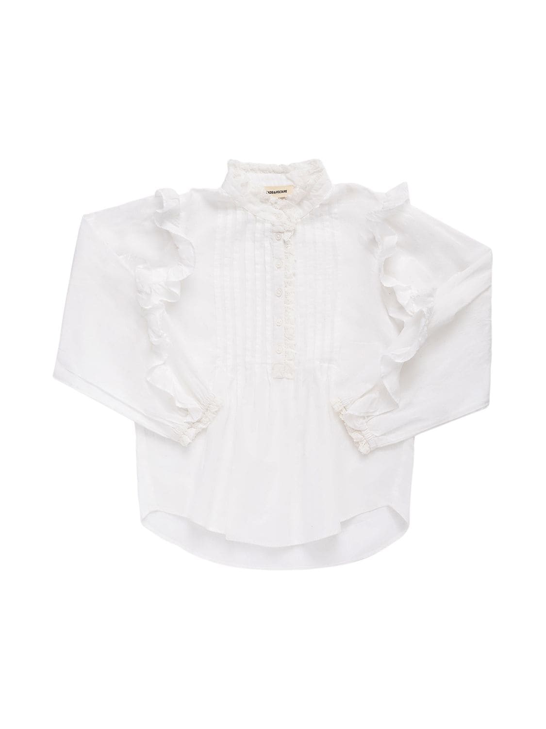 Long Sleeve Cotton Shirt W/ Lace Detail – KIDS-GIRLS > CLOTHING > SHIRTS