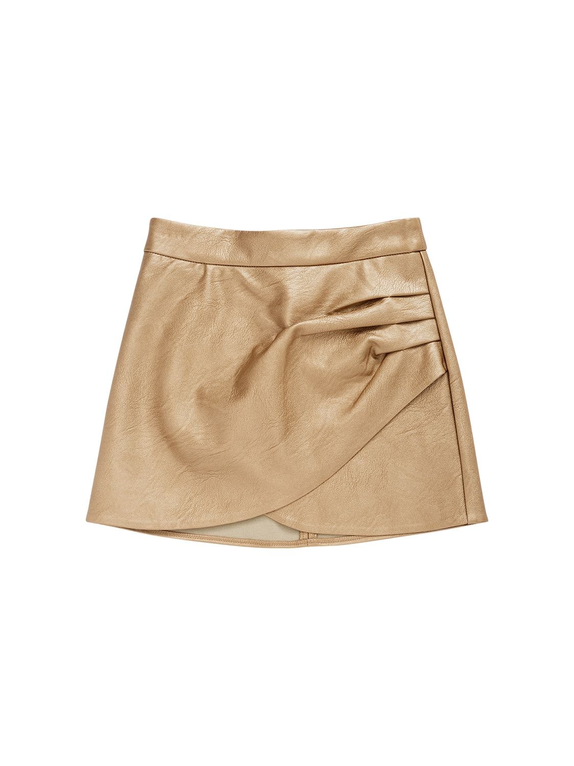 Zadig & Voltaire Kids' Faux Leather Mini Skirt In Gold