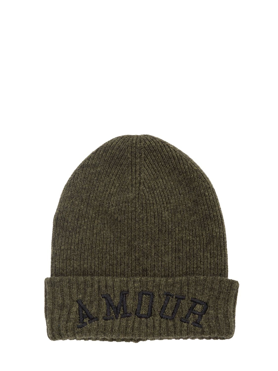 Zadig & Voltaire Kids' 刺绣羊毛混纺针织便帽 In Military Green