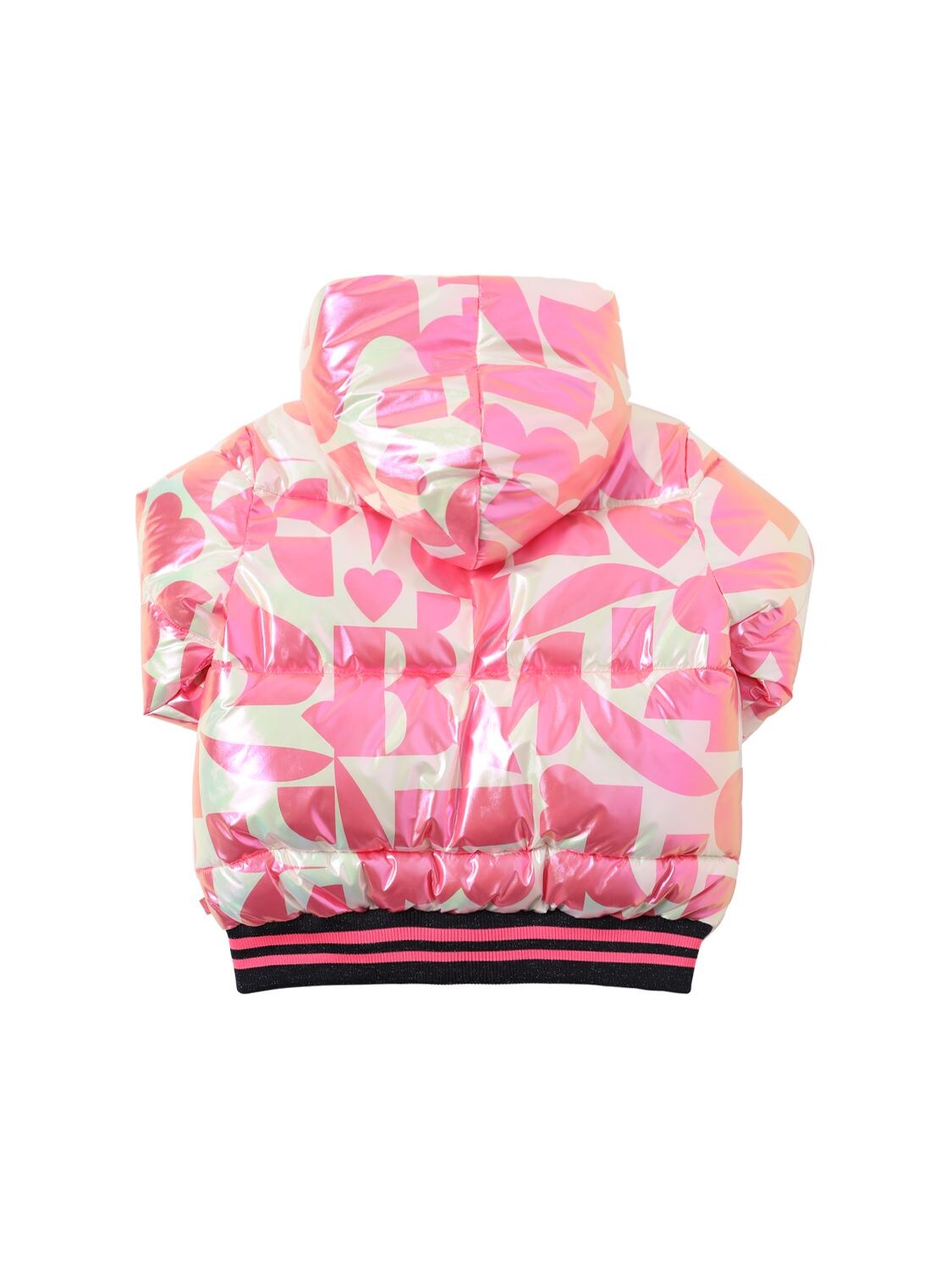 Shop Billieblush Printed Nylon Puffer Jacket In White,pink
