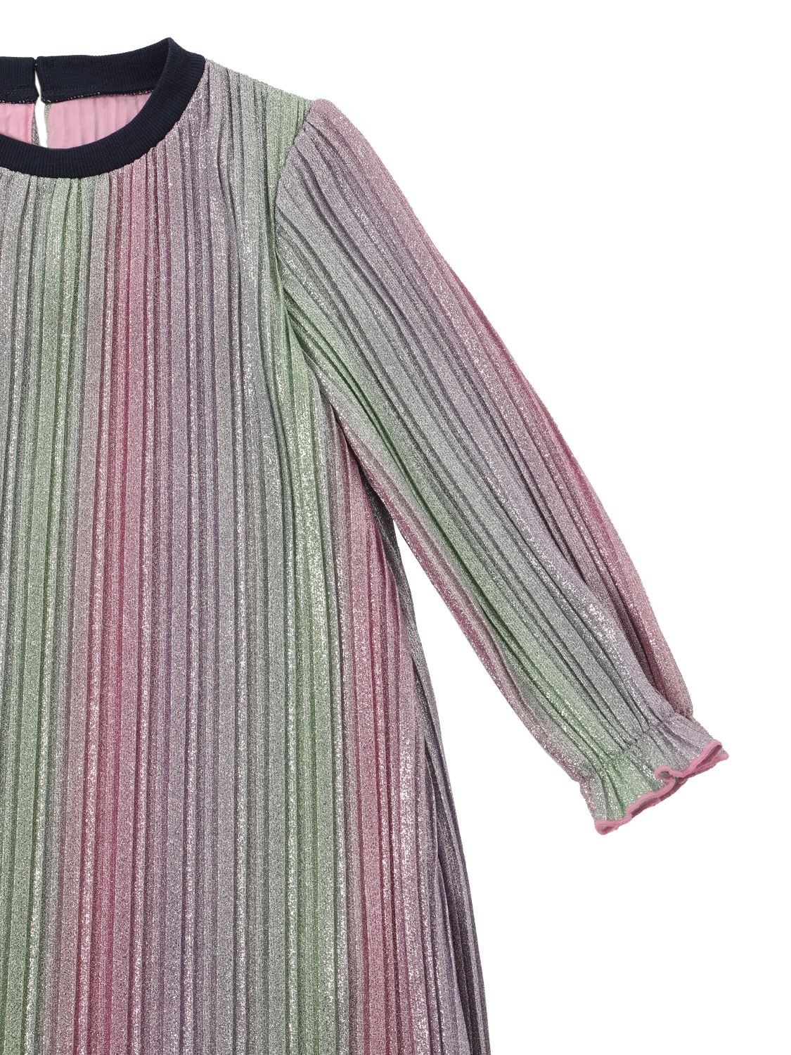 Shop Billieblush Pleated Lurex Dress In Multicolor