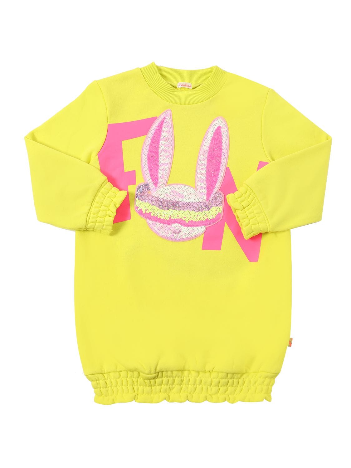 Billieblush Kids' Sequined Cotton Sweatshirt Dress In Yellow
