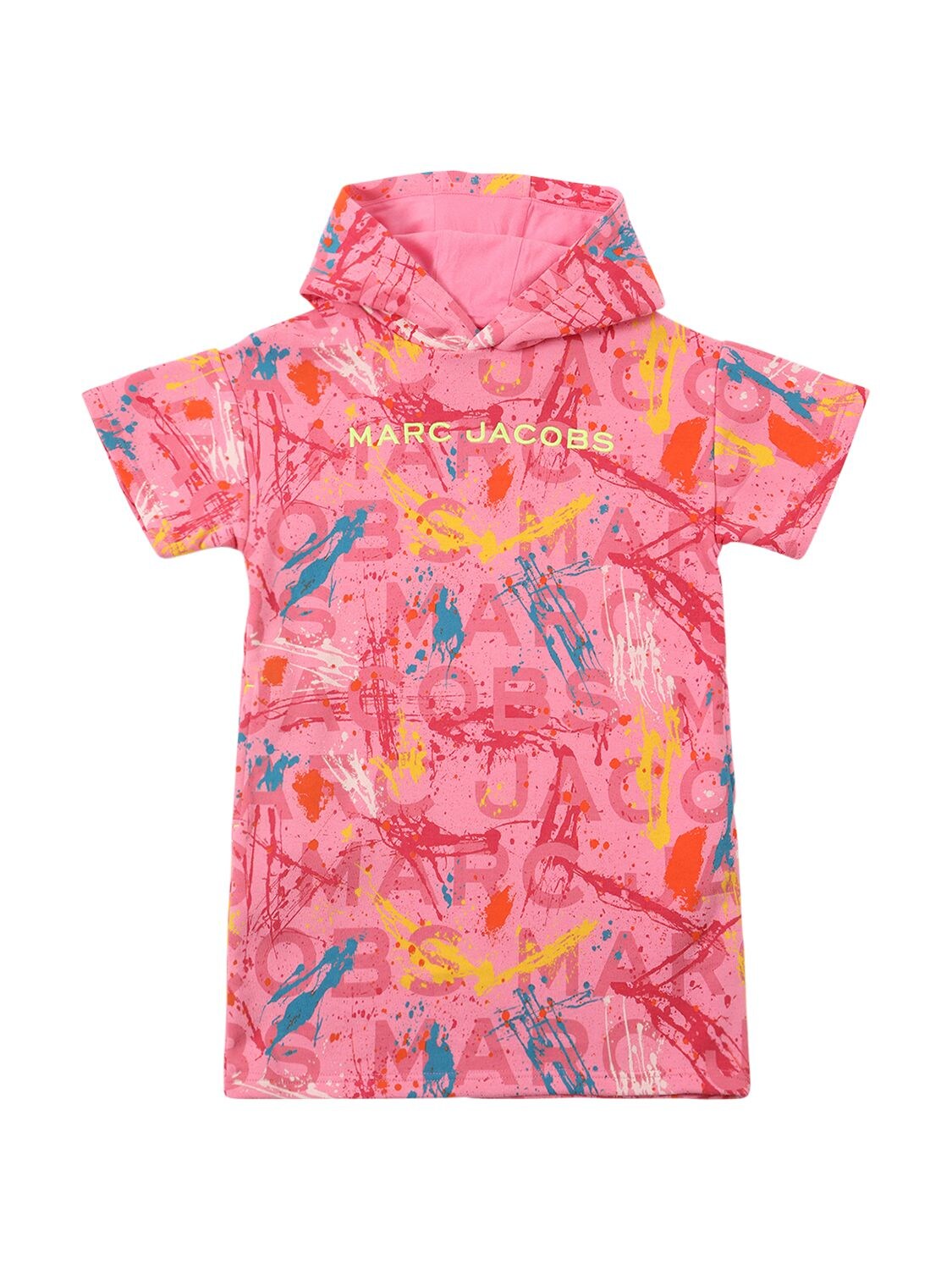 Marc Jacobs Kids' All Over Print Cotton Jersey Dress In Fuchsia
