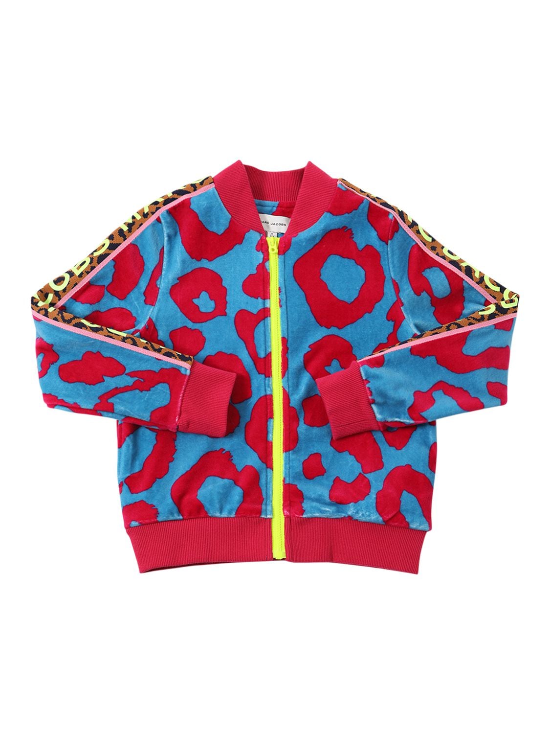 Marc Jacobs Kids' Velvet Zip-up Sweatshirt W/logo In Multicolor