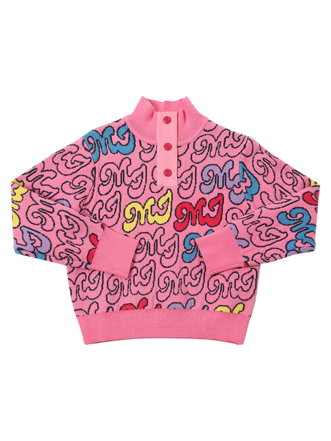 Marc Jacobs Kids' All Over Print Viscose Blend Jumper In Pink