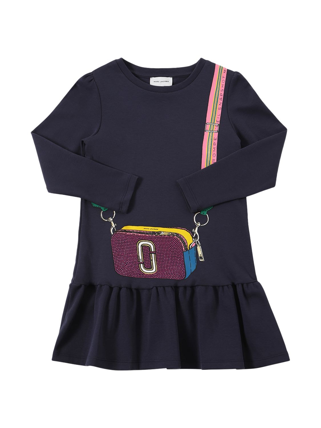 Marc Jacobs Kids' Printed Cotton Jersey Dress In Navy