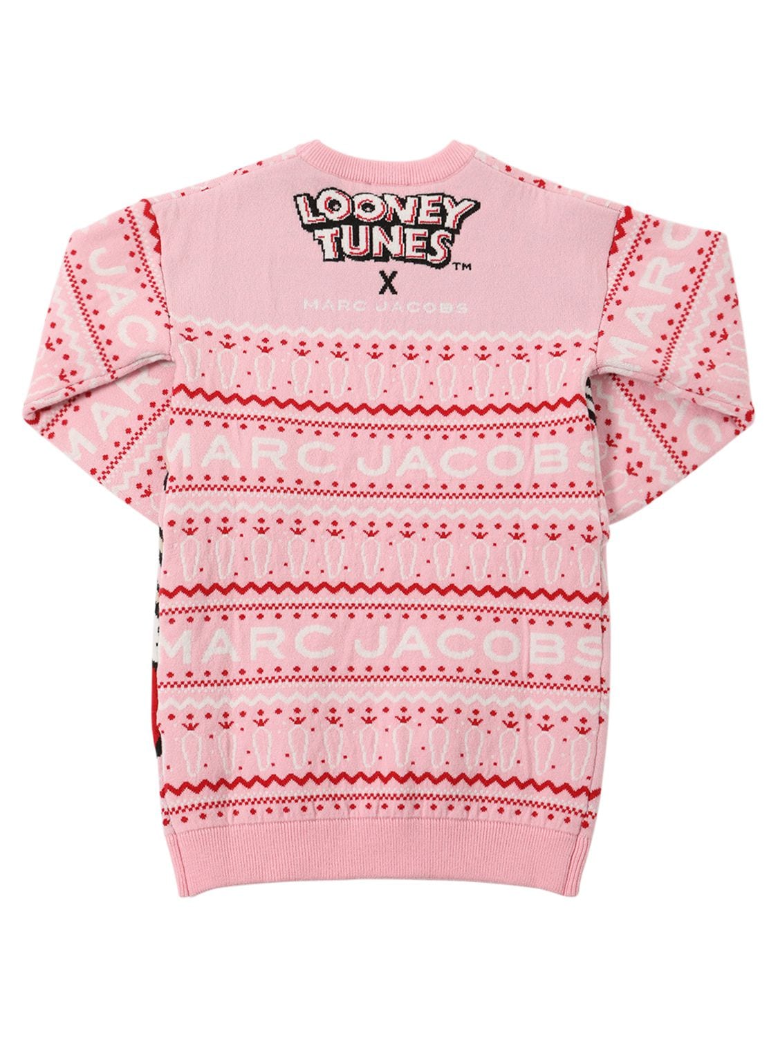Shop Marc Jacobs Looney Tunes Jacquard Knit Dress In Pink