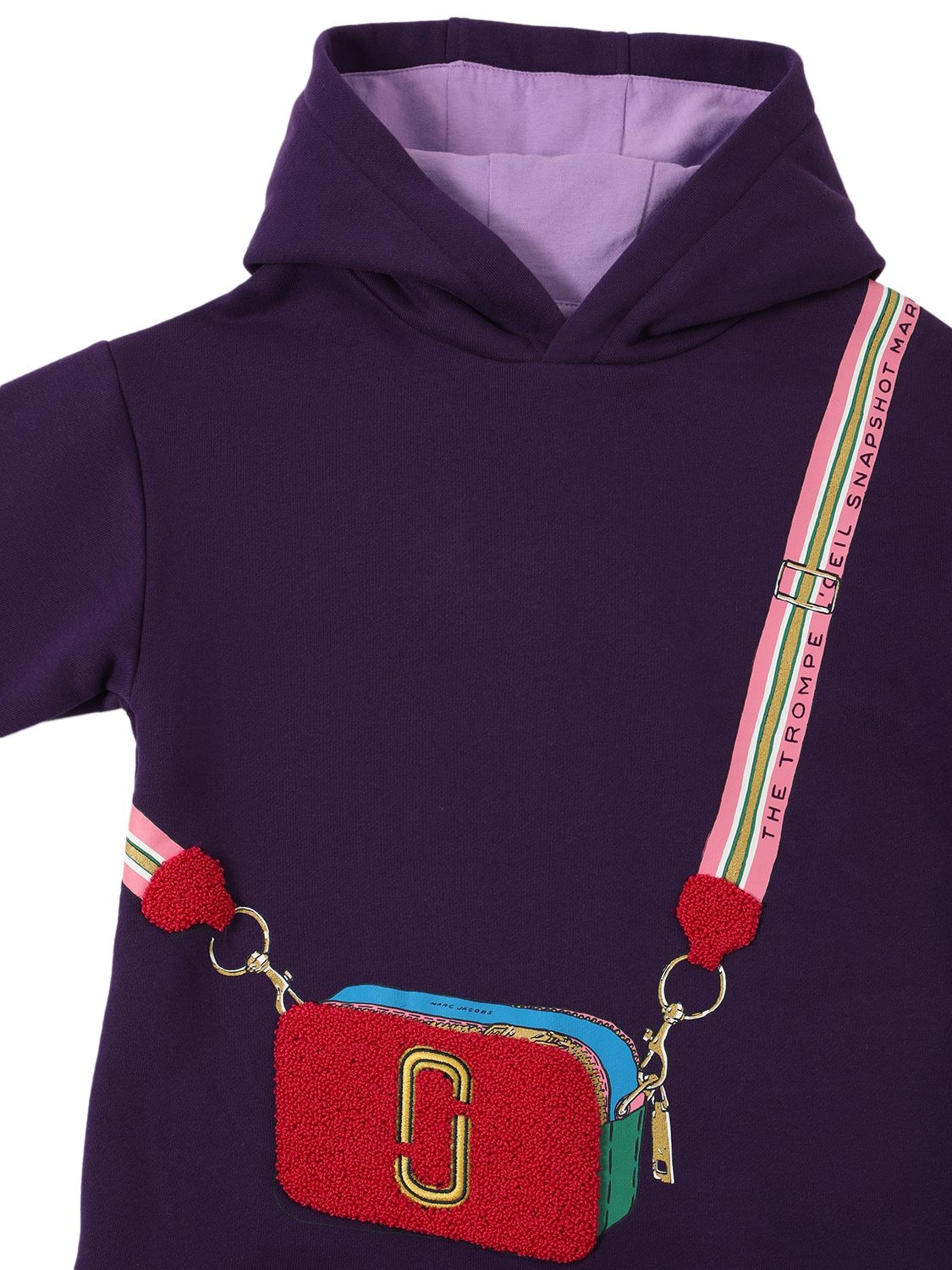 Shop Marc Jacobs Printed Cotton Jersey Hoodie Dress In Purple