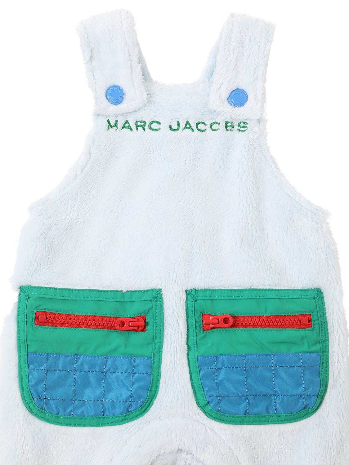 Shop Marc Jacobs Faux Fur Overalls & Interlock T-shirt In Lightblue,multi