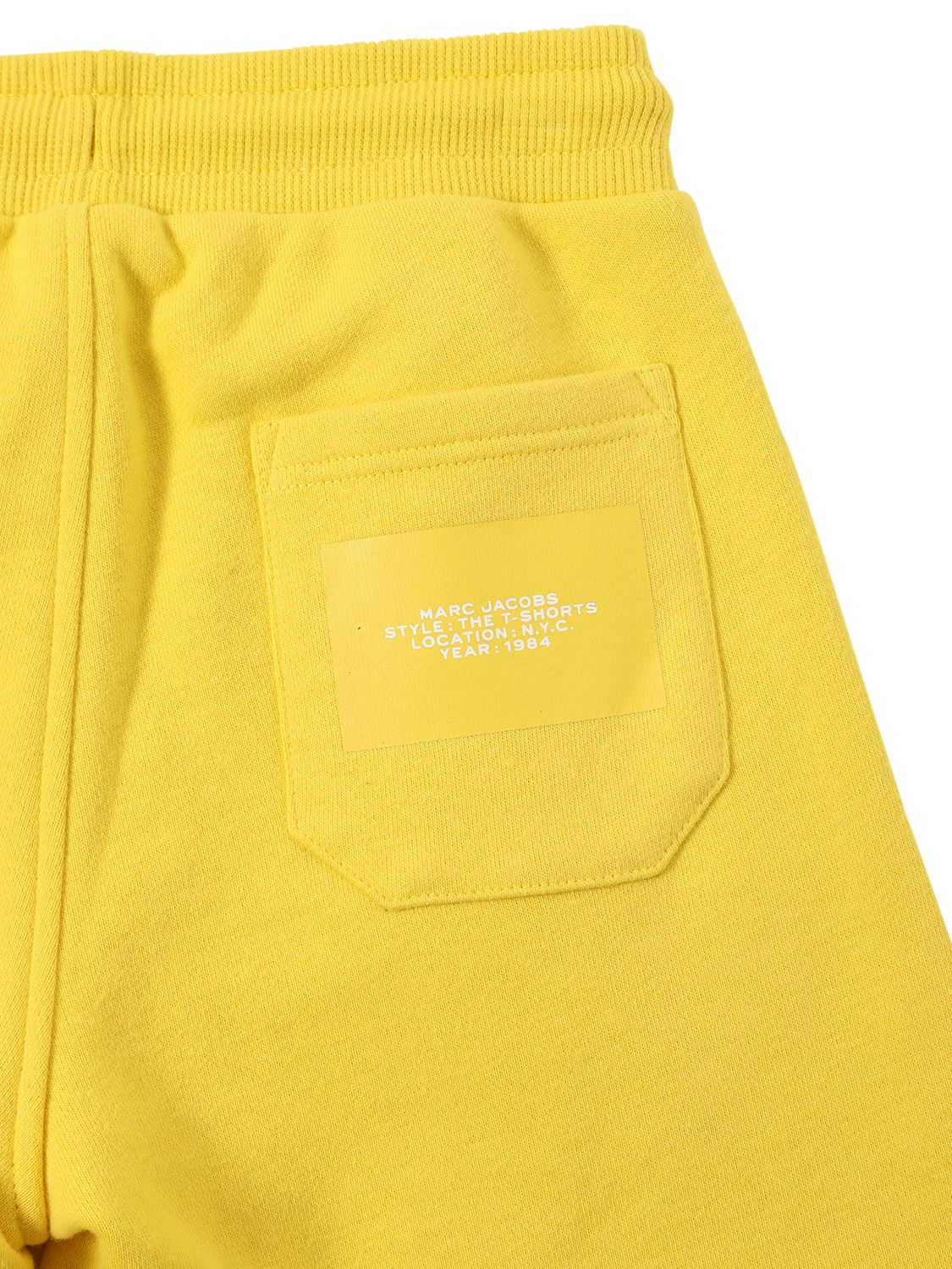 Shop Marc Jacobs Logo Print Cotton Sweat Shorts In Yellow