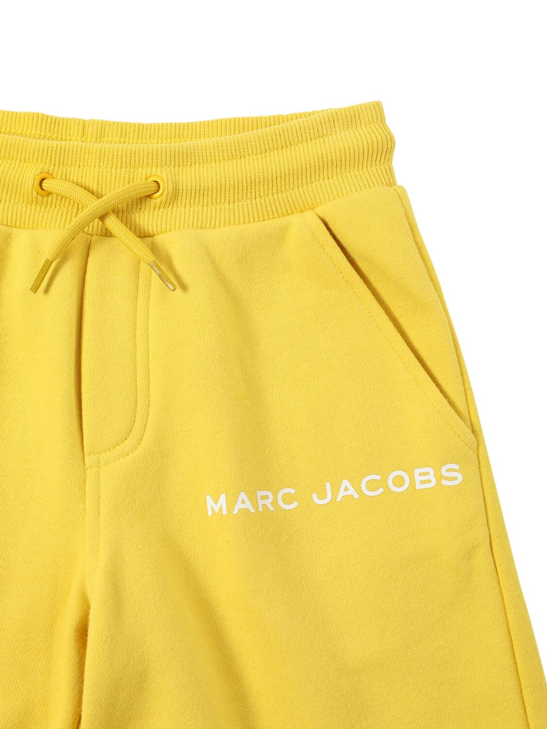 Shop Marc Jacobs Logo Print Cotton Sweat Shorts In Yellow