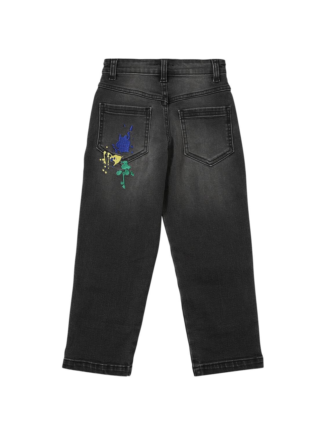 Shop Marc Jacobs Embroidered Cotton Denim Jeans In Black