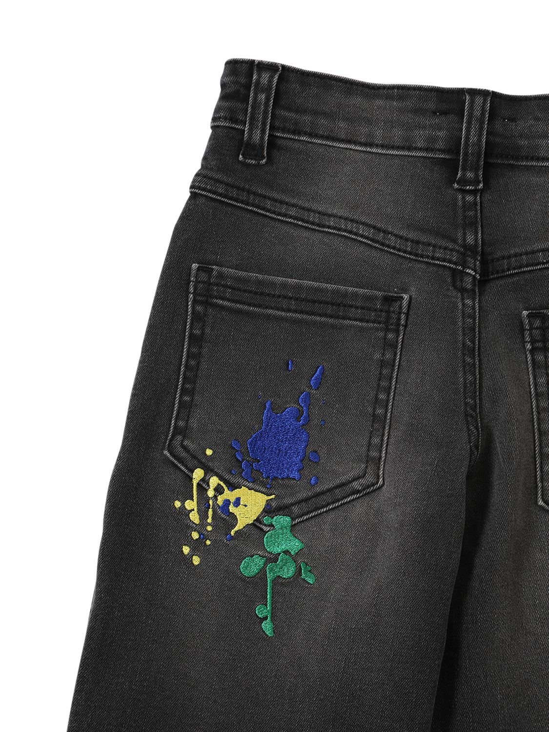 Shop Marc Jacobs Embroidered Cotton Denim Jeans In Black