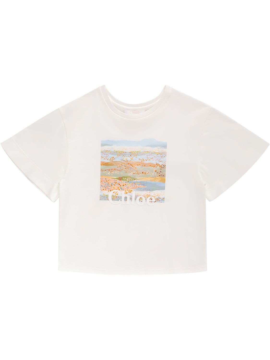 Chloé Chloe Girls Offwhite Kids Logo-appliqué Graphic-print Cotton-jersey T-shirt 4-14 Years In White