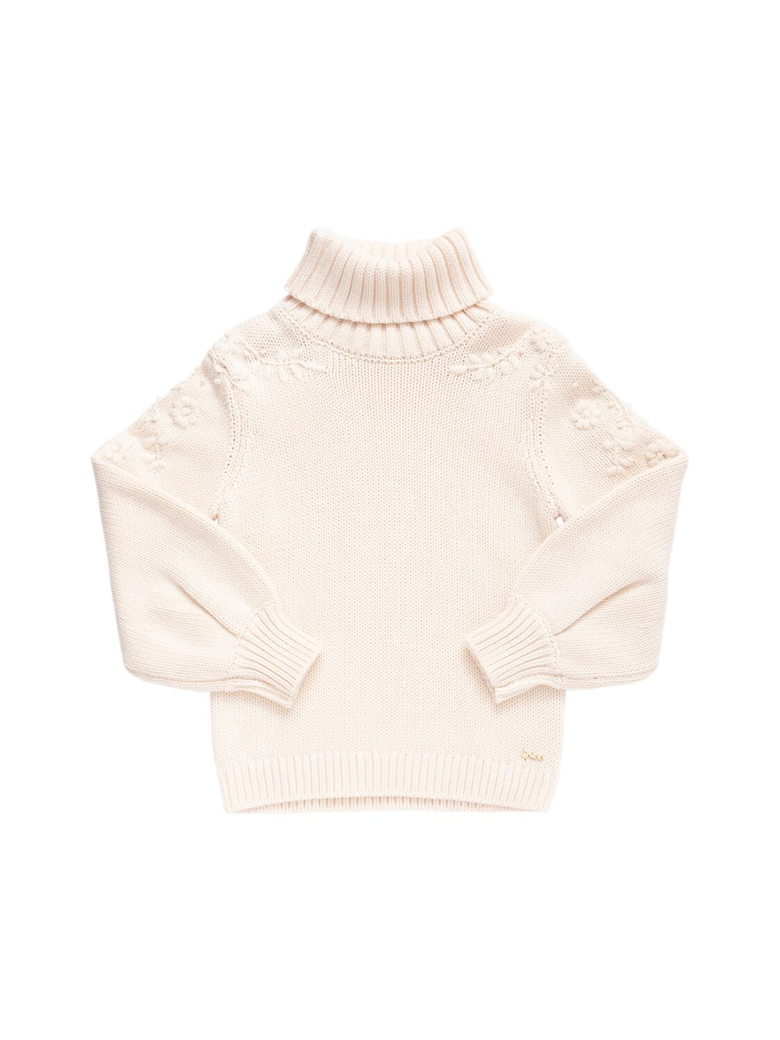 Chloé Kids' Organic Cotton & Wool Sweater In Ivory